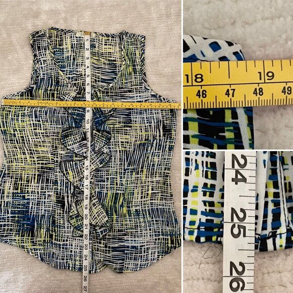Spense Sleeveless Ruffle Blouse Womens Sz M LIghtweight in Abstract Print - Picture 6 of 8